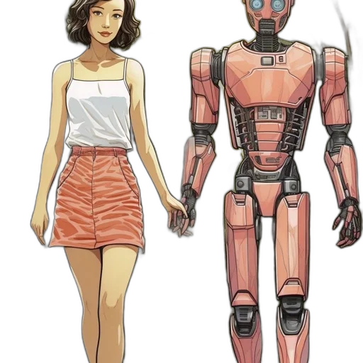 robot, concept art, comic book art, 3d render transparent PNG cut-out