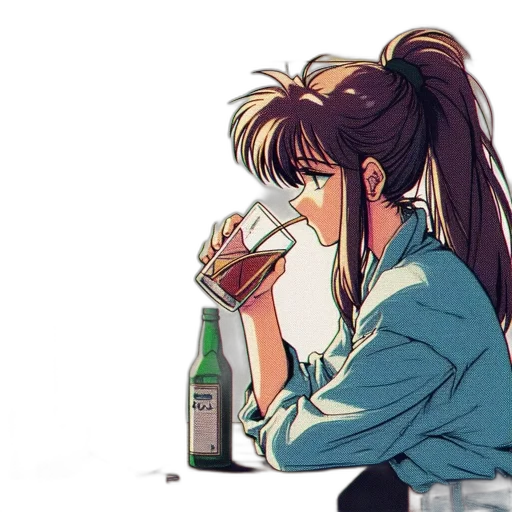 jacket, vaporwave, anime, watercolor transparent PNG cut-out