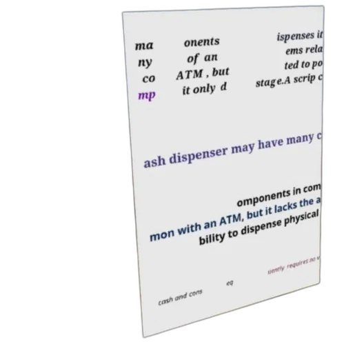 scrip, cash, dispenser, shown transparent PNG cut-out