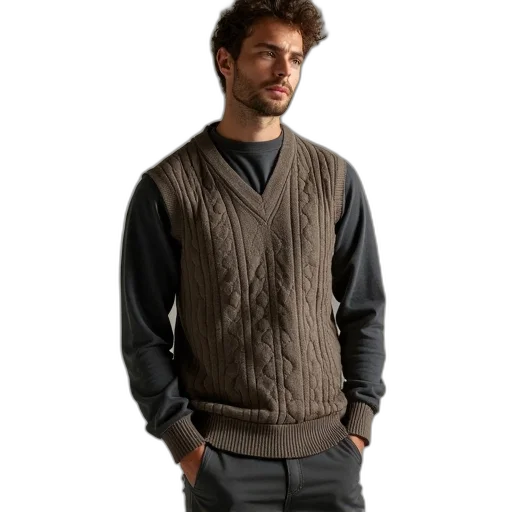 jacket, staff, earth tones, ragna transparent PNG cut-out