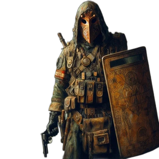 mask, weapon, jacket, sword transparent PNG cut-out