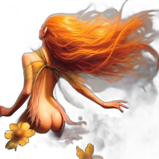 hair, flower, fantasy art, concept art transparent PNG cut-out