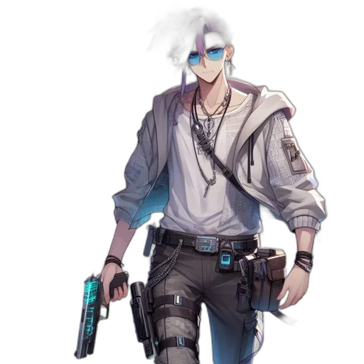 weapon, jacket, staff, robot transparent PNG cut-out