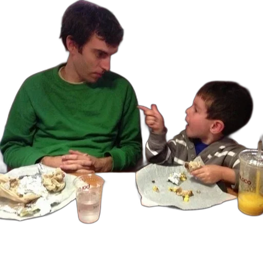 food, man, green, shirt transparent PNG cut-out