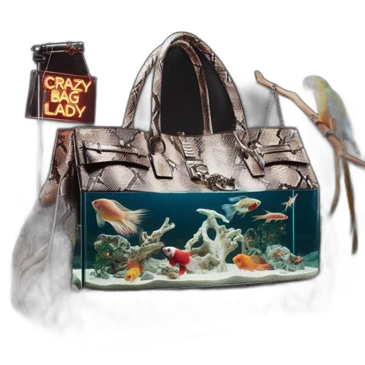 underwater, innovative, handbag, featuring transparent PNG cut-out