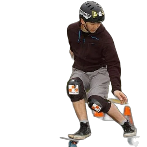 skateboarder, wearing, knee, pads transparent PNG cut-out