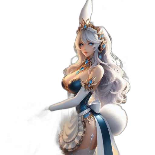dress, staff, dragon, fantasy art transparent PNG cut-out