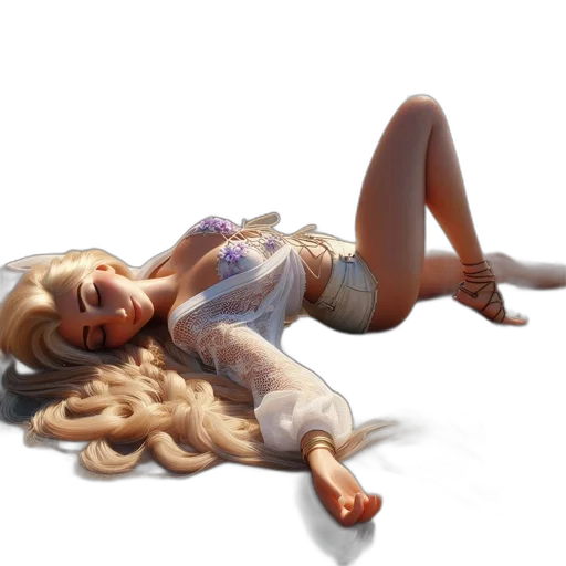 dress, hair, 3d render, concept art transparent PNG cut-out