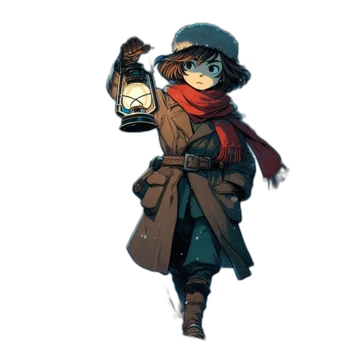 staff, hat, jacket, weapon transparent PNG cut-out