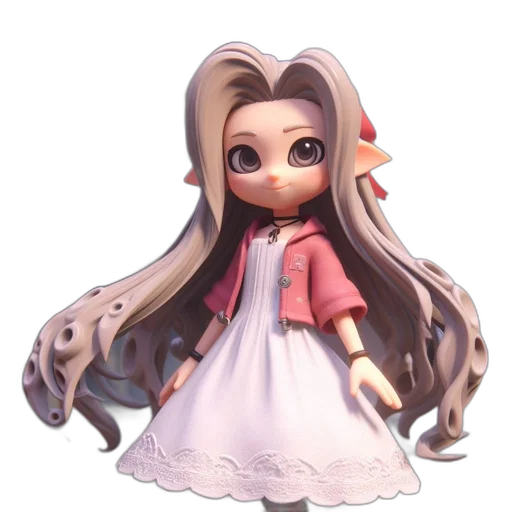 dress, hair, creature, staff transparent PNG cut-out