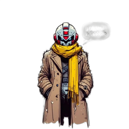 robot, jacket, mask, face transparent PNG cut-out