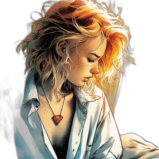 jewelry, jacket, face, comic book art transparent PNG cut-out