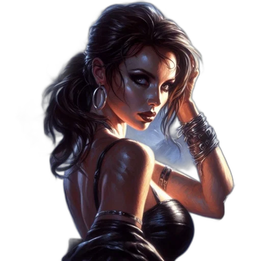 dress, jewelry, face, comic book art transparent PNG cut-out