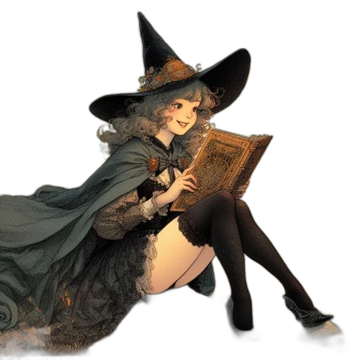 dress, hat, staff, fantasy art transparent PNG cut-out