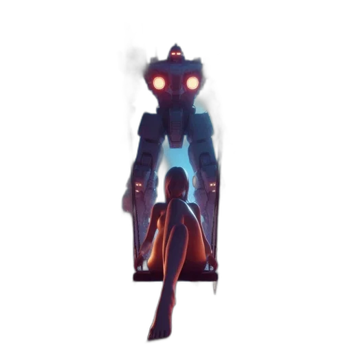 robot, staff, creature, mask transparent PNG cut-out
