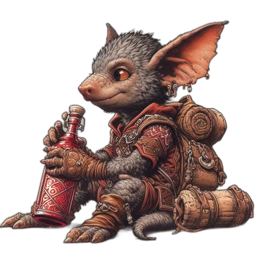 dragon, bottle, creature, staff transparent PNG cut-out