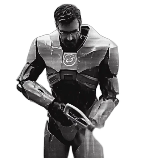 robot, staff, weapon, comic book art transparent PNG cut-out