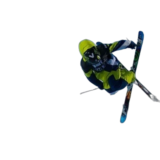staff, 3d render, skier, mid-air transparent PNG cut-out