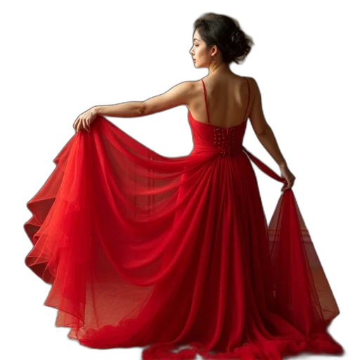 dress, photorealistic, red, book transparent PNG cut-out