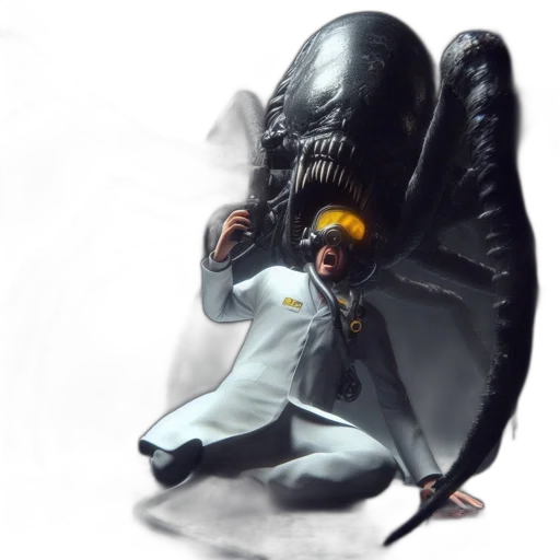 creature, robot, staff, weapon transparent PNG cut-out
