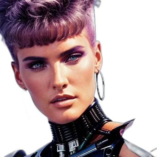 robot, hair, face, cyberpunk transparent PNG cut-out