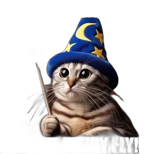 staff, hat, animal, fantasy art transparent PNG cut-out