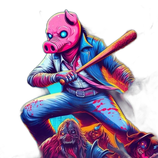 jacket, mask, creature, weapon transparent PNG cut-out