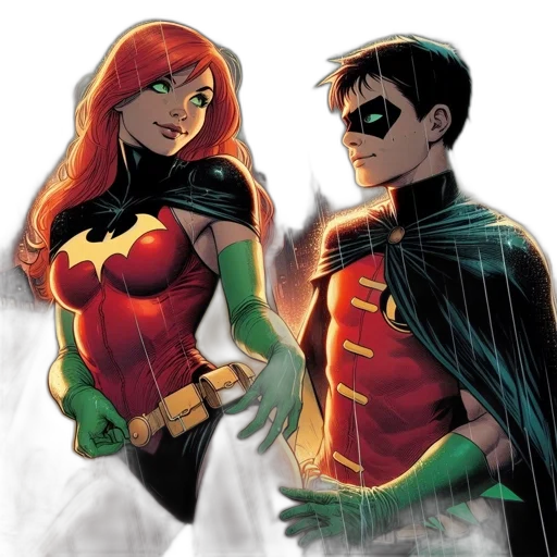 comic book art, concept art, female, male transparent PNG cut-out