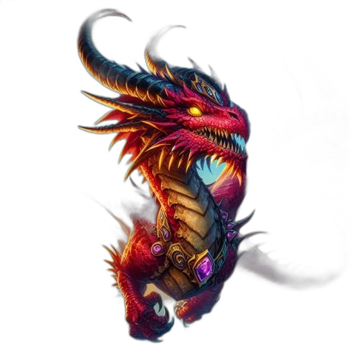 dragon, creature, staff, weapon transparent PNG cut-out