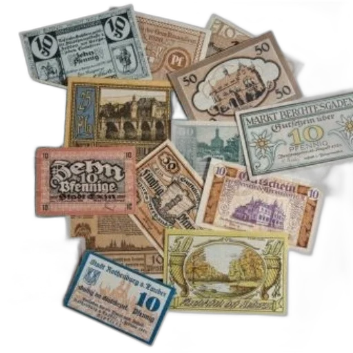 collection, colorful, vintage, banknotes transparent PNG cut-out