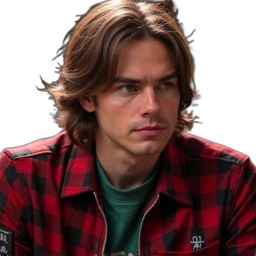 hair, jacket, face, staff transparent PNG cut-out