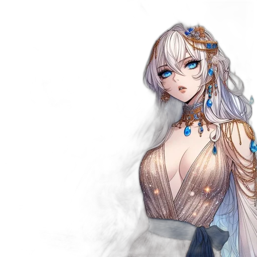 dress, jewelry, staff, dragon transparent PNG cut-out
