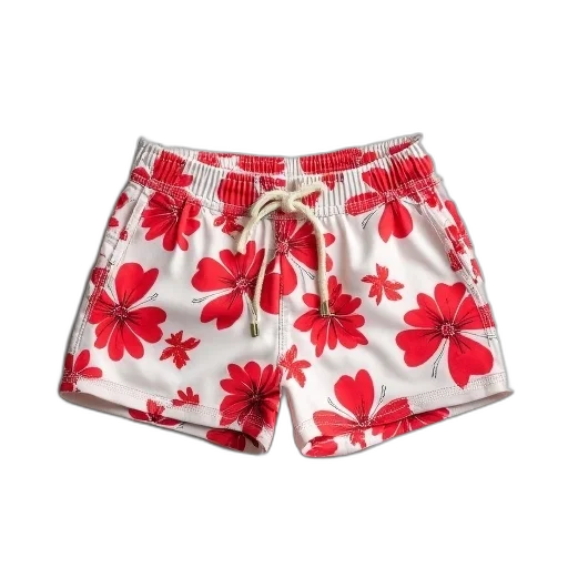 red, white, flower, shorts transparent PNG cut-out