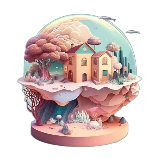 hat, umbrella, concept art, fantasy art transparent PNG cut-out