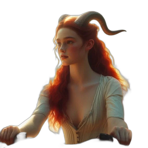 dragon, staff, hair, dress transparent PNG cut-out