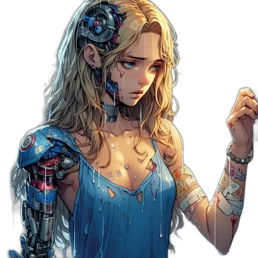dress, robot, jewelry, face transparent PNG cut-out