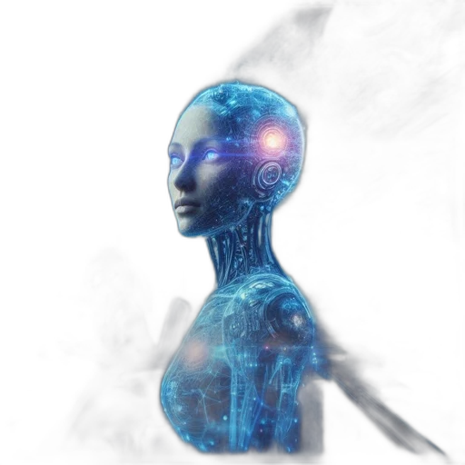 robot, concept art, 3d render, cyberpunk transparent PNG cut-out
