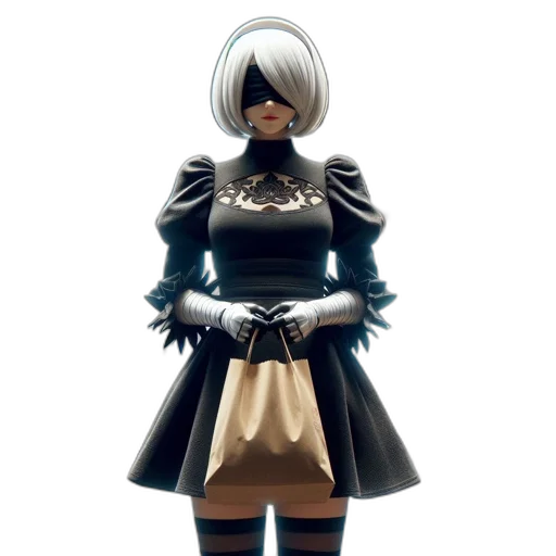 dress, jacket, staff, robot transparent PNG cut-out