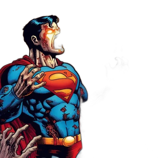 comic book art, concept art, superman, confronts transparent PNG cut-out