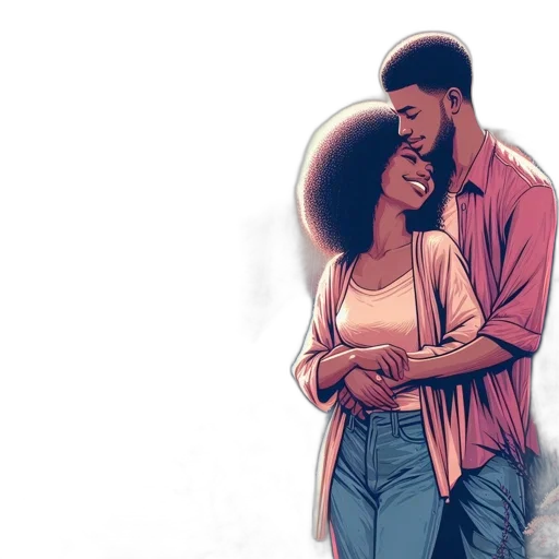 comic book art, watercolor, concept art, couple transparent PNG cut-out