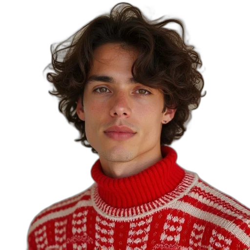 jacket, hair, face, staff transparent PNG cut-out