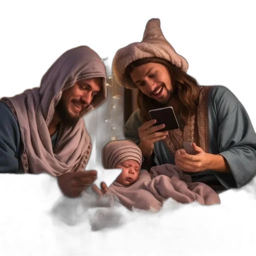 photorealistic, modern, nativity, scene transparent PNG cut-out