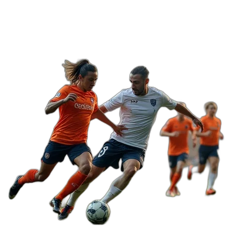 group, soccer, players, have transparent PNG cut-out