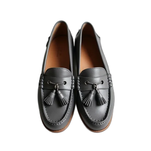 shoes, pair, gray, leather transparent PNG cut-out