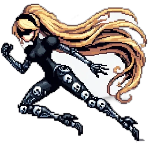 robot, hair, pixel art, comic book art transparent PNG cut-out