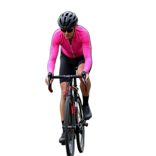 cyclist, pink, black, outfit transparent PNG cut-out