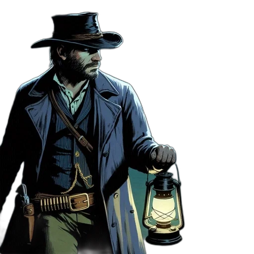 comic book art, concept art, man, cowboy transparent PNG cut-out