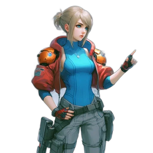 jacket, weapon, staff, robot transparent PNG cut-out