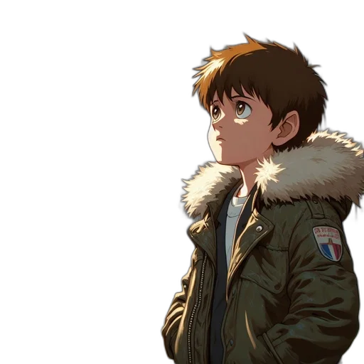 jacket, face, creature, weapon transparent PNG cut-out