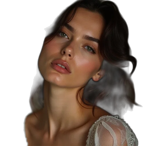 face, jewelry, dress, hair transparent PNG cut-out